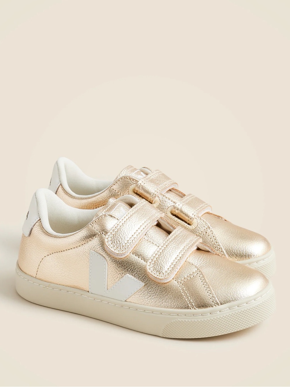 Veja Kids Metallic Gold Velcro Sneakers, size 1Y